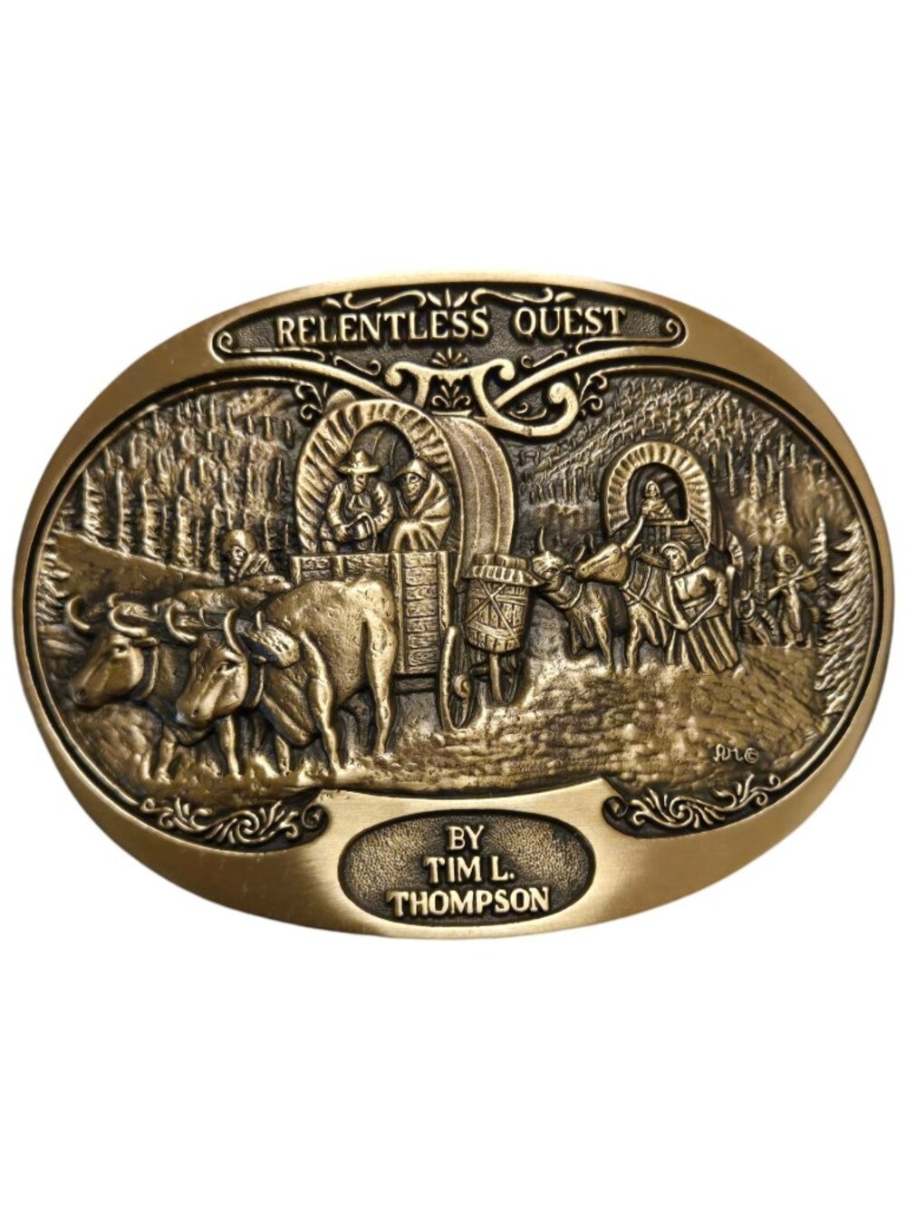 Relentless Quest Belt Buckle Tim Thompson Western Wear Horse Cowboy Collectible